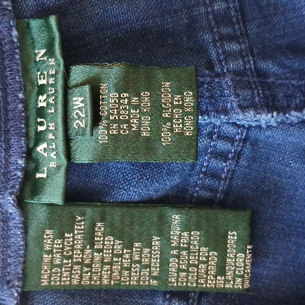 Vintage Lauren Ralph Lauren Women's Blue Cargo Jean Shorts 22W 100% Cotton. - Picture 2 of 8